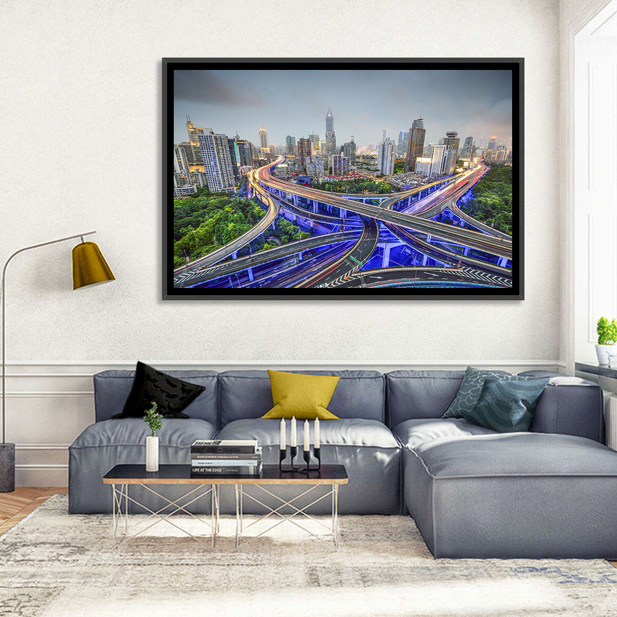 Shanghai Dusk Interchange Cityscape Wall Art