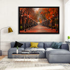 Autumn Park Path with Vintage Lampposts Wall Art