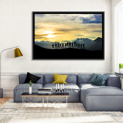 Golden Team Silhouettes at Sunset Wall Art