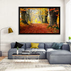 Misty Autumn Forest Path Wall Art