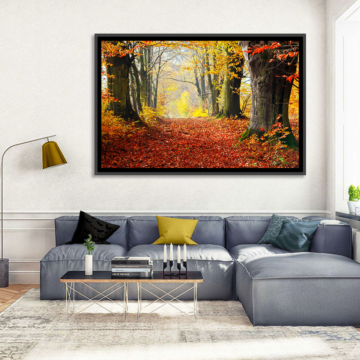 Misty Autumn Forest Path Wall Art