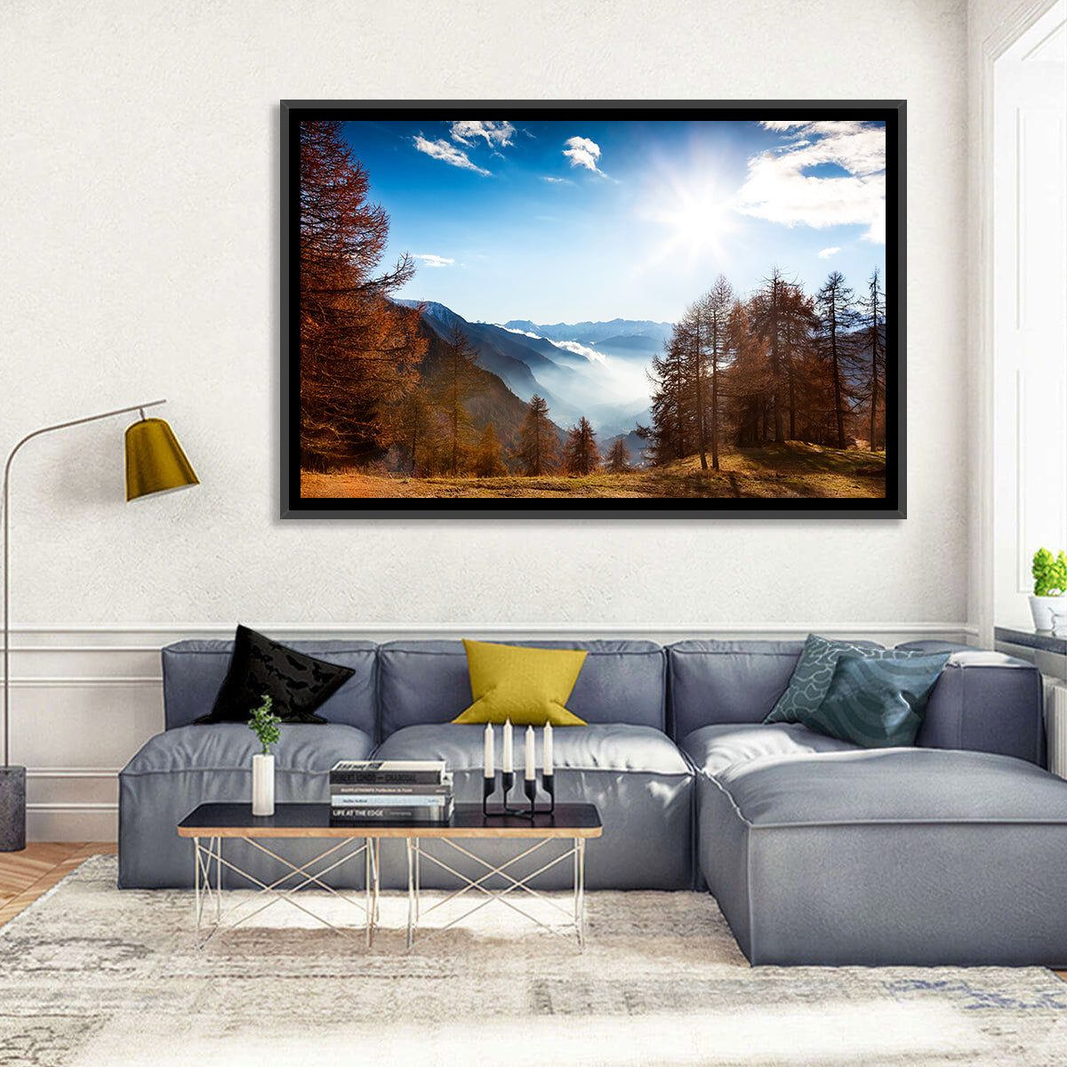 Val D Aosta Valley Morning Light Wall Art in a room, landscape