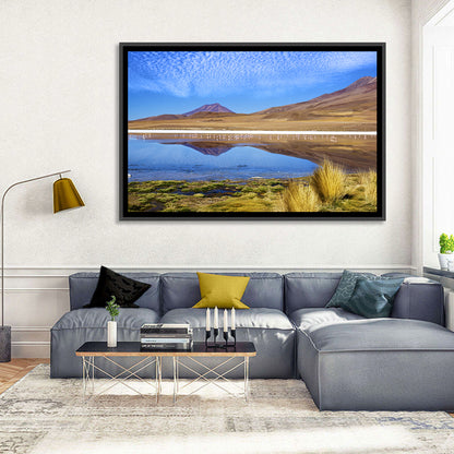 Red Lagoon Flamingo Reflection Wall Art
