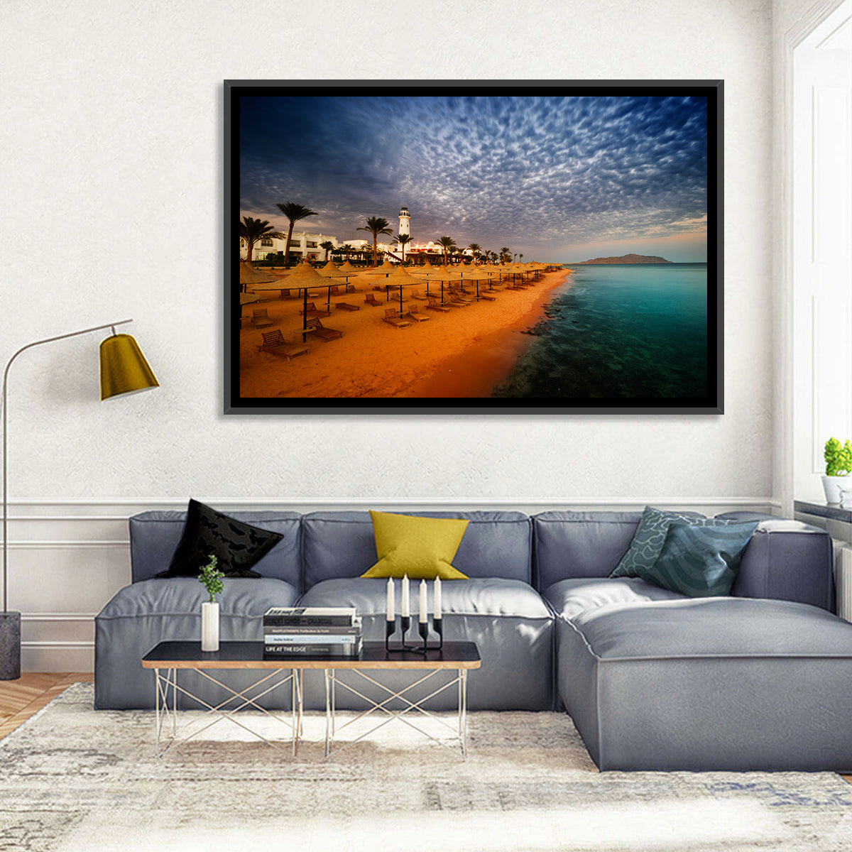 Sharm El Sheikh Beach at Dusk Wall Art in a room, landscape