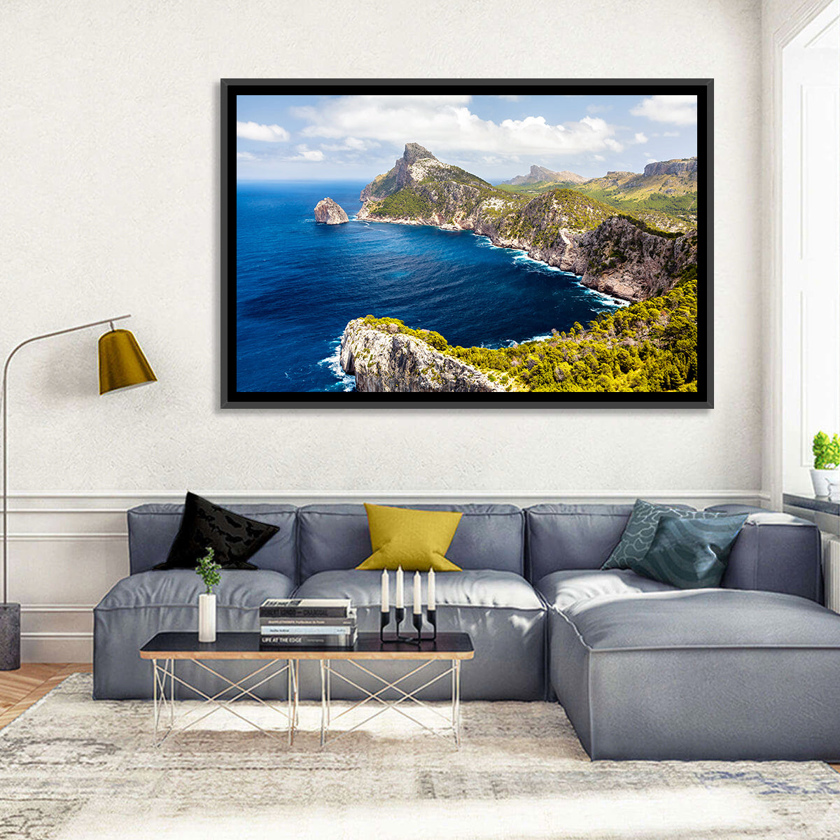 Cap De Formentor Cliffs Wall Art in a room, landscape