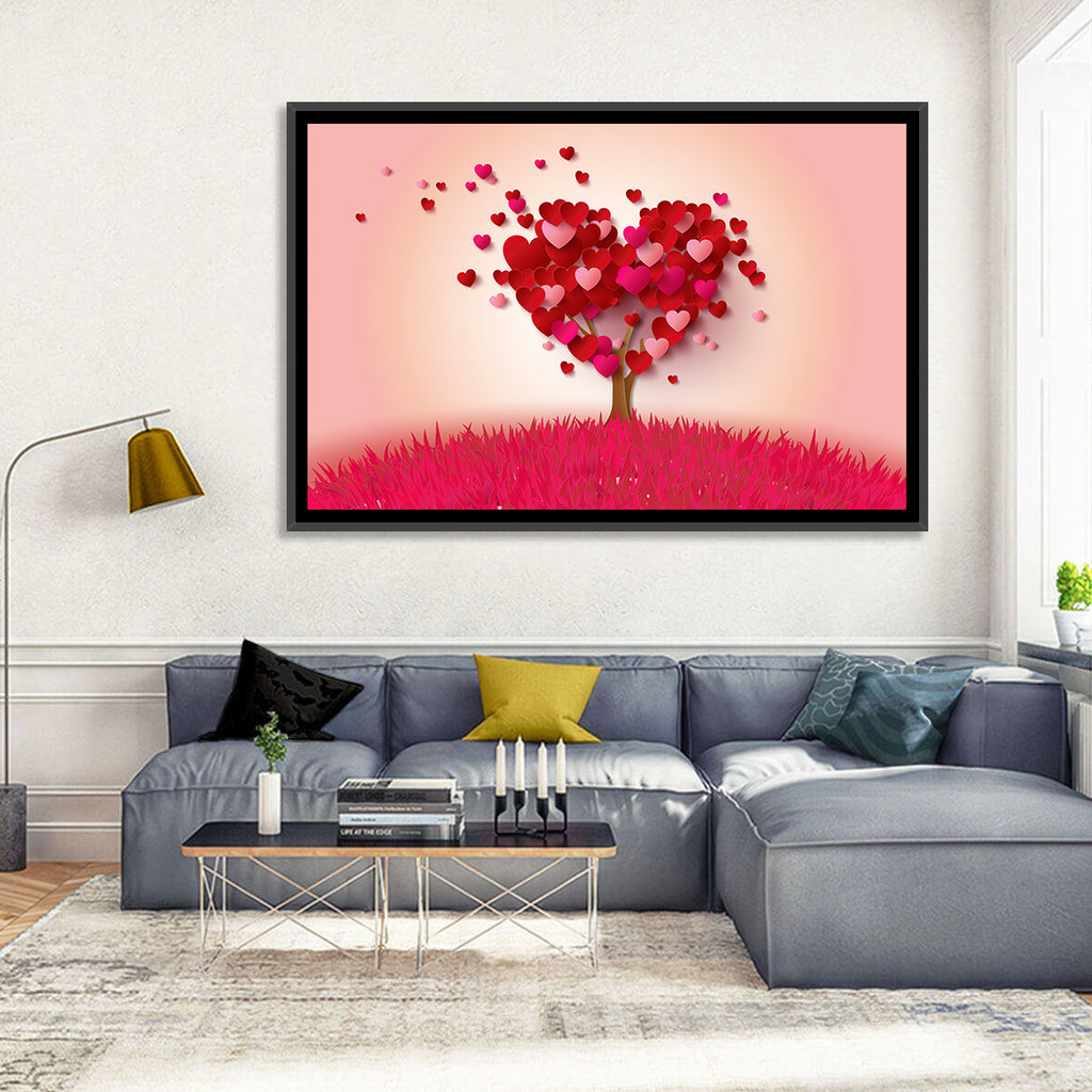 Whimsical Heart Tree Illustration Wall Art