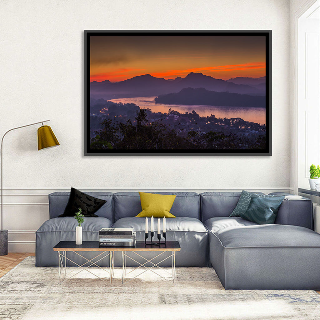 Luang Prabang Sunset Over Mekong Wall Art