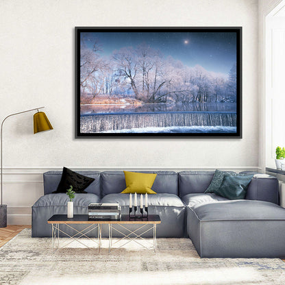 Starlit Winter Waterfall Wall Art