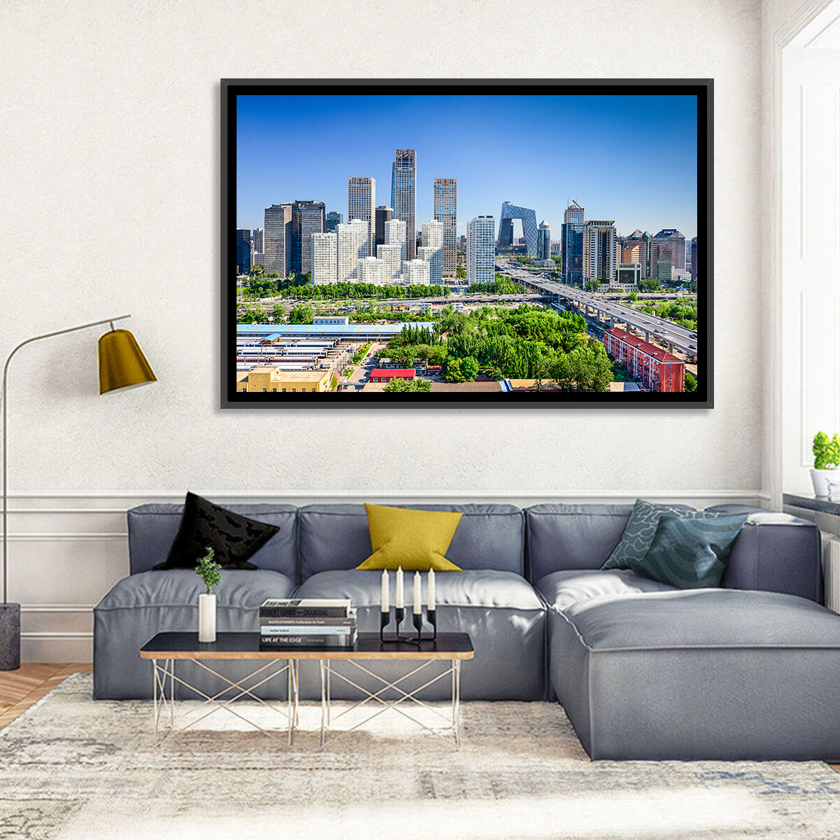Beijing Cctv Headquarters Skyline Wall Art in a room, landscape