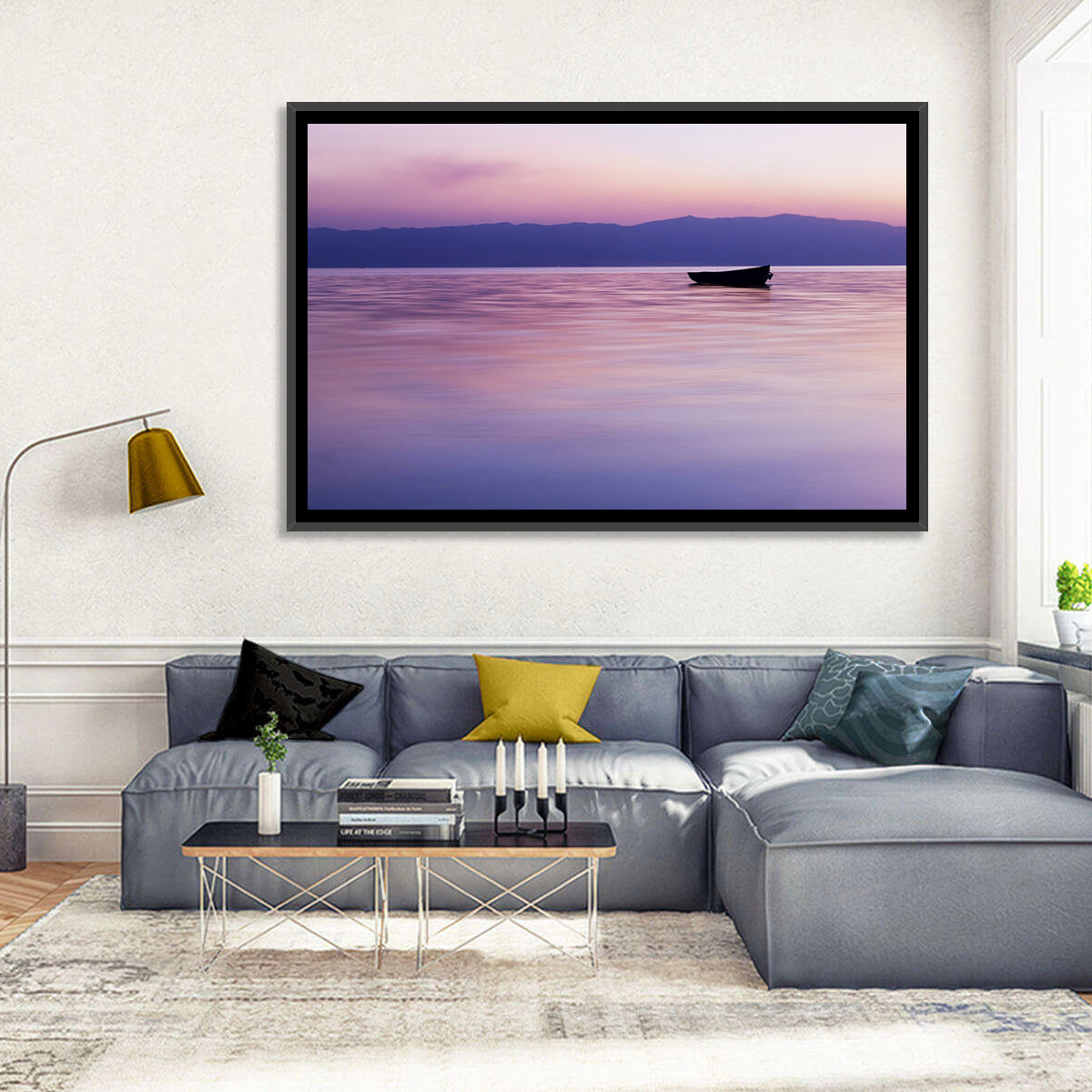 Lavender Lake Ohrid Sunset Wall Art