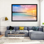 Overwater Bungalows at Sunset Wall Art