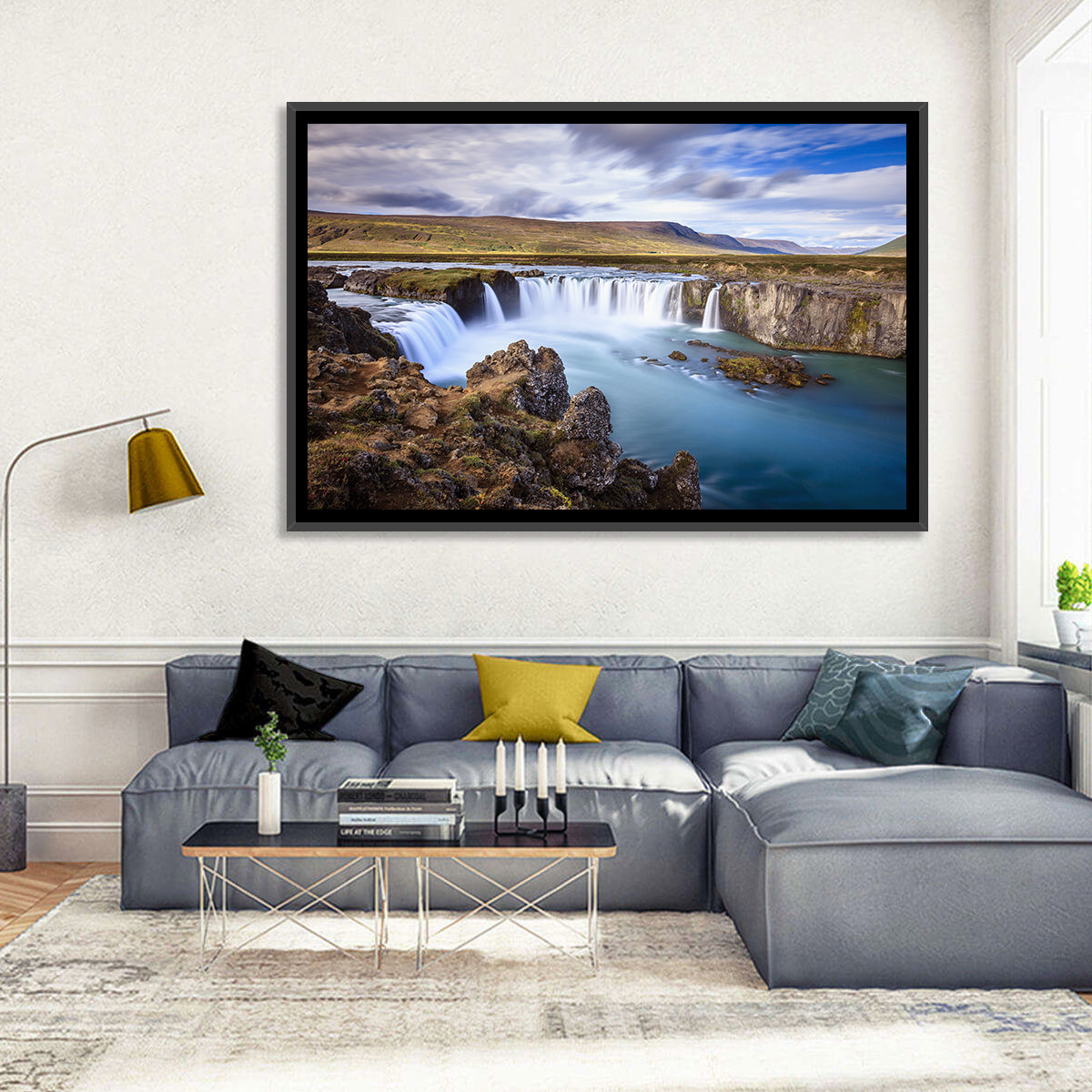 Goðafoss Waterfall, Iceland Wall Art in a room, landscape