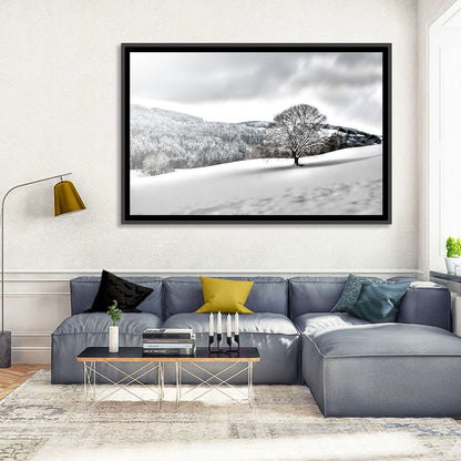 Solitary Snowy Tree Landscape Wall Art