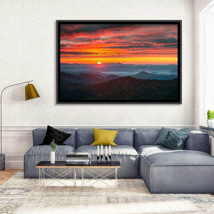 Blue Ridge Sunrise Over Misty Ridges Wall Art