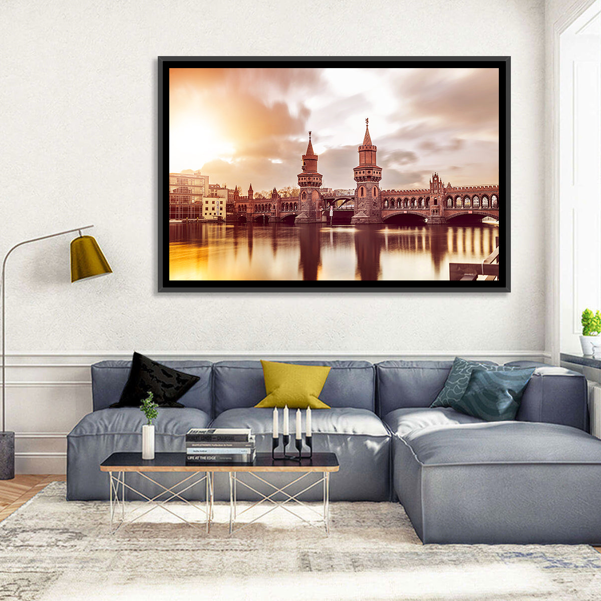 Oberbaumbruecke Sunset Reflection Berlin Wall Art