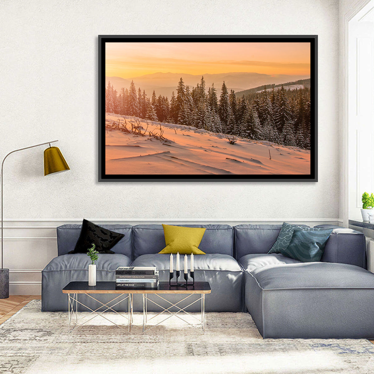 Hoverla Snowfield at Sunset Wall Art in a room, landscape