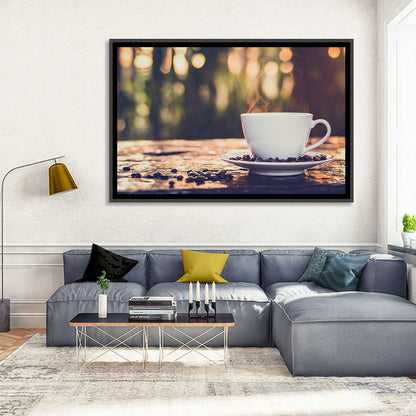 Steaming White Coffee Cup Wall Art