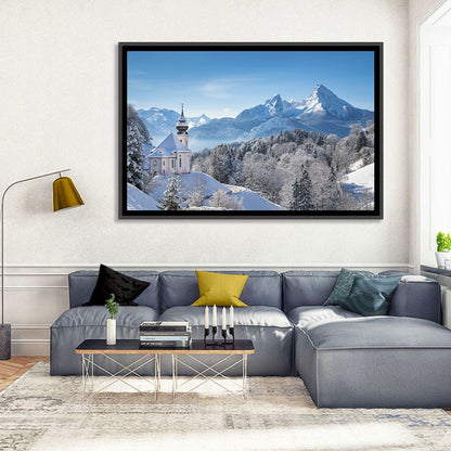 Maria Gern Church and Watzmann in Winter Wall Art