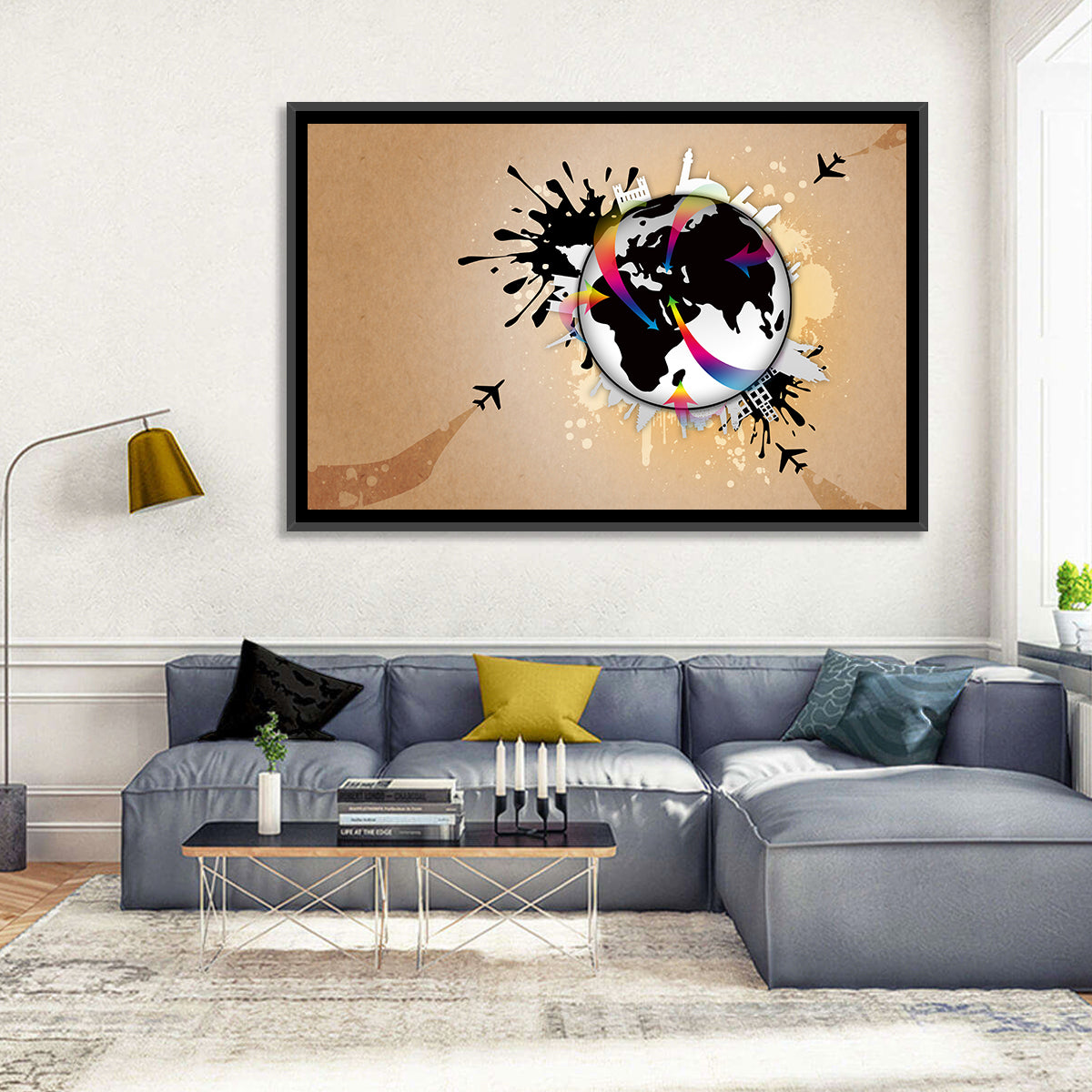 Global Travel Concept Wall Art in a room, landscape