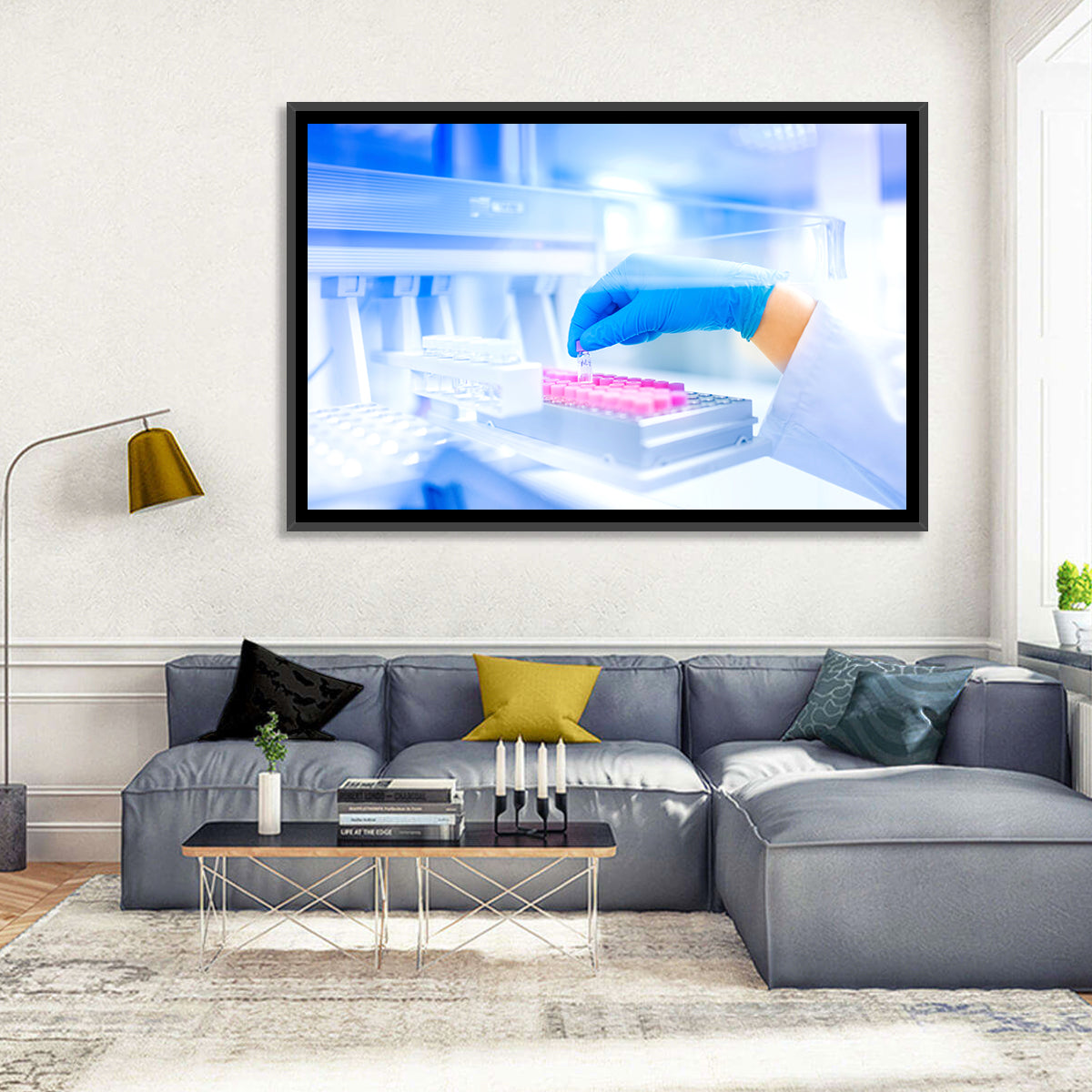 Gloved Hand with Vial and Pink-capped Tubes Wall Art