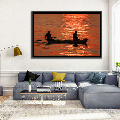 Sunset Canoe Silhouette Wall Art