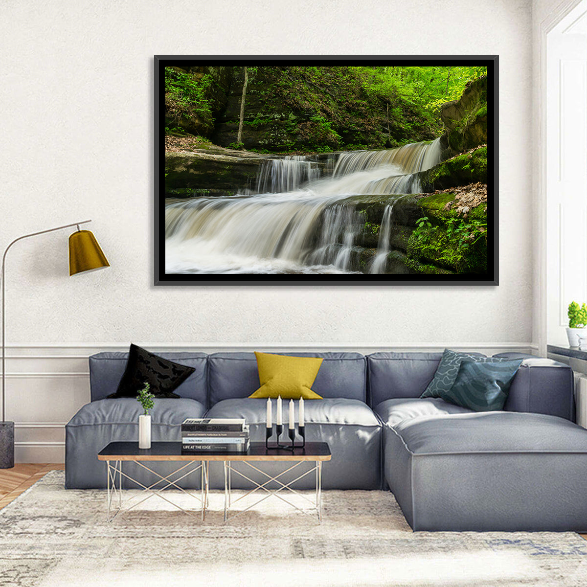 Matthiessen Forest Cascade Wall Art in a room, landscape
