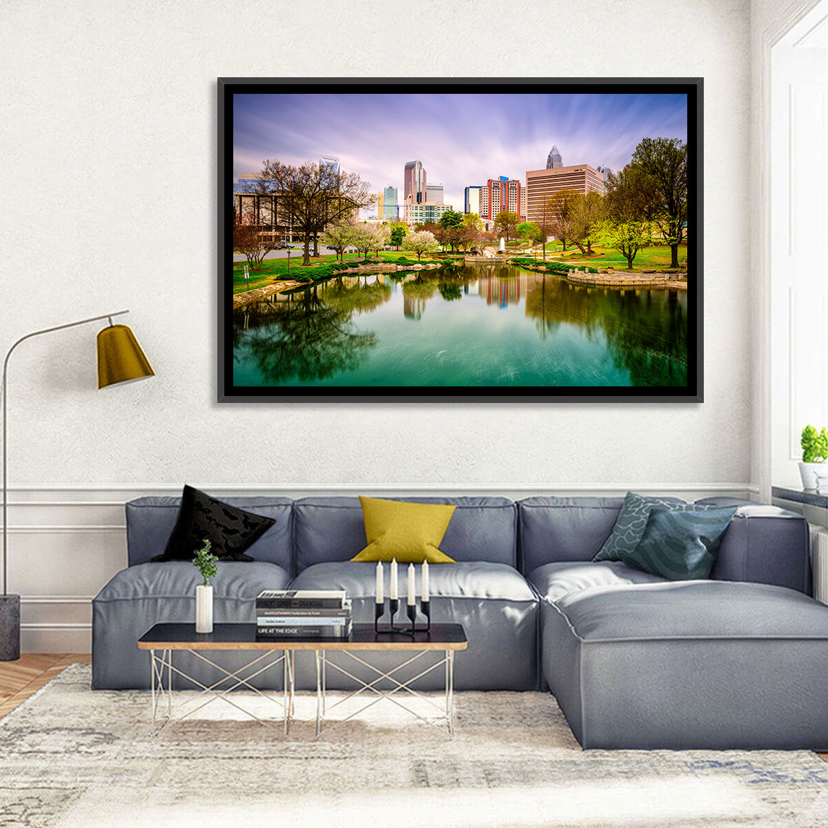 Charlotte Skyline at Marshall Park Wall Art in a room, landscape