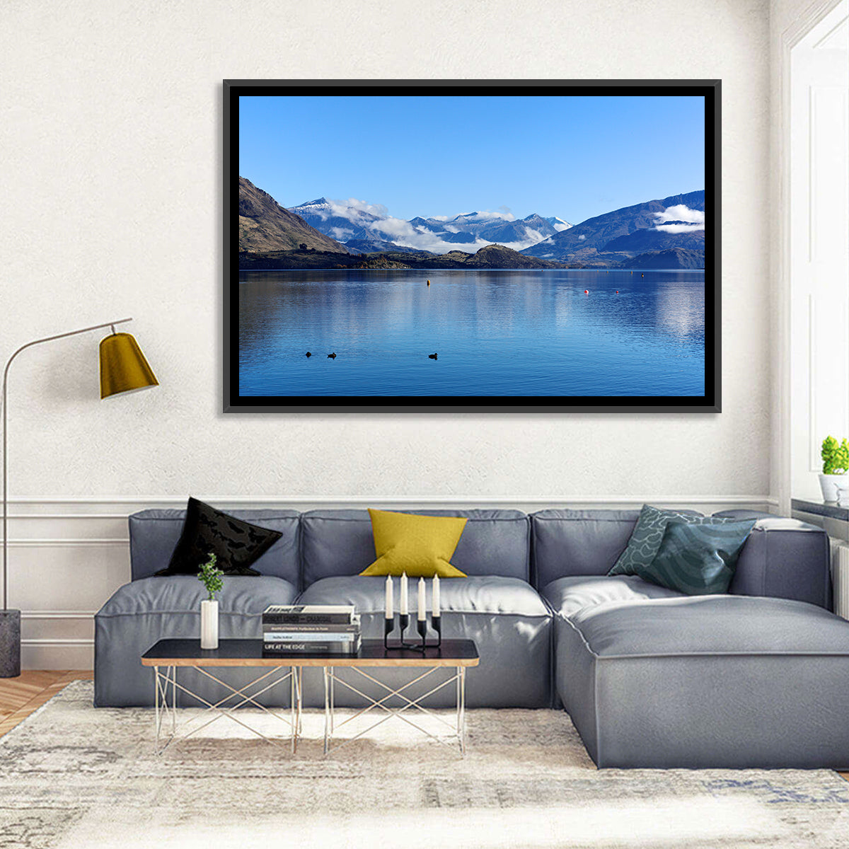 Lake Wanaka Reflections Wall Art in a room, landscape