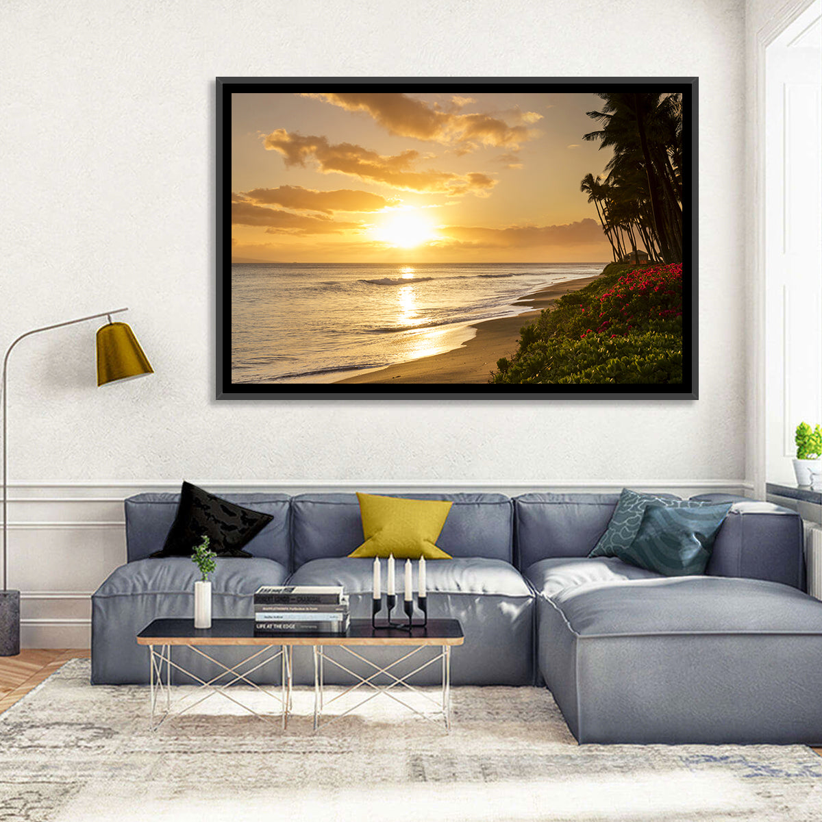 Kaanapali Beach Sunset Wall Art in a room, landscape