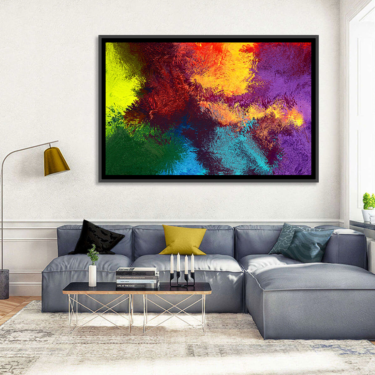 Sparkling Color Fields Wall Art in a room, landscape