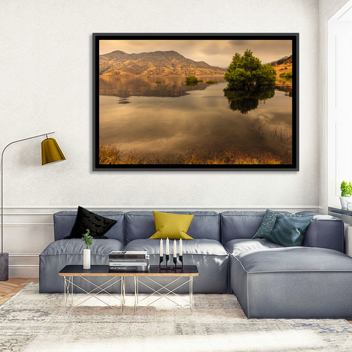 Lake Kaweah Golden Hour Reflection Wall Art