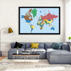 Colorful World Map Wall Art
