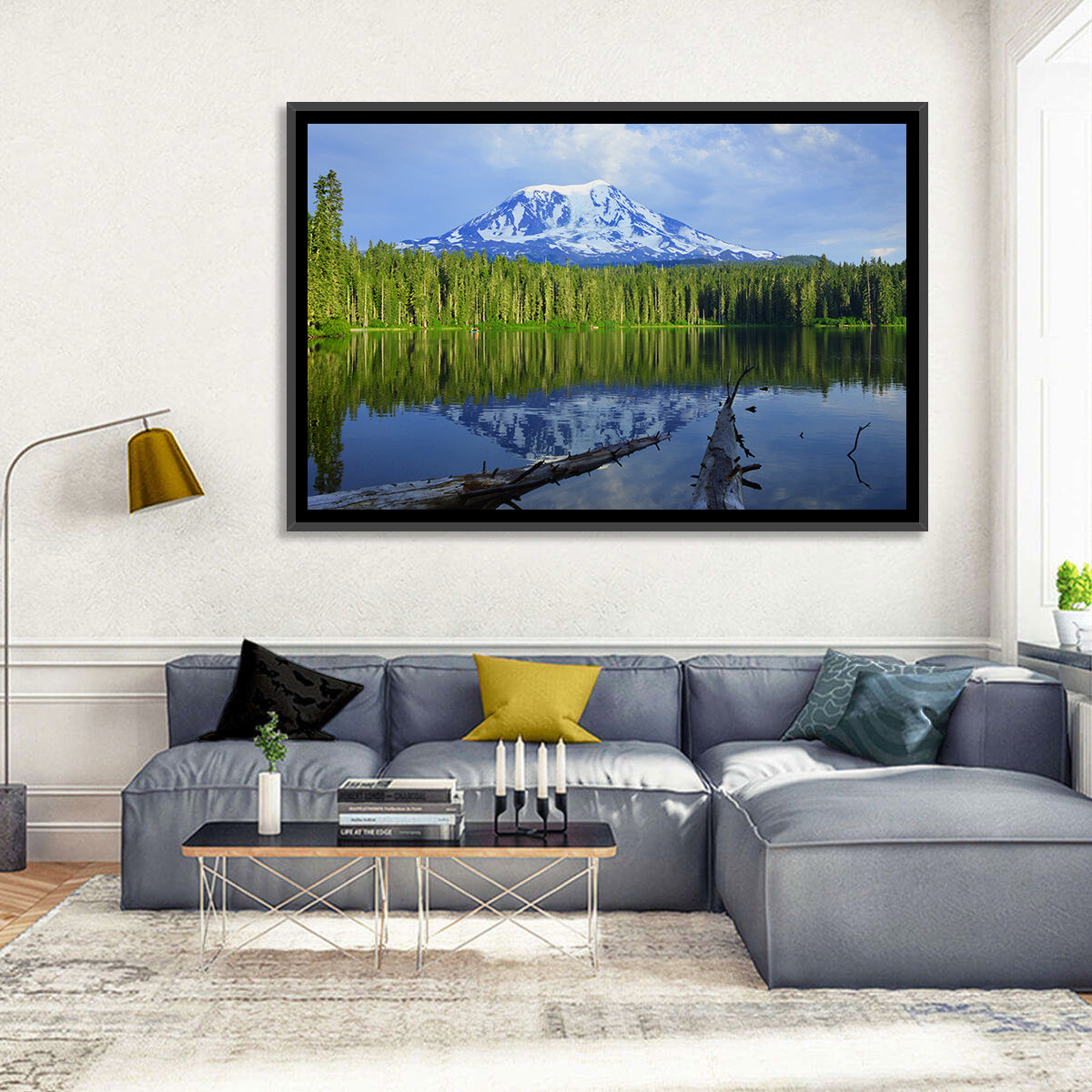 Mount Adams Reflection at Takhlakh Lake Wall Art in a room, landscape
