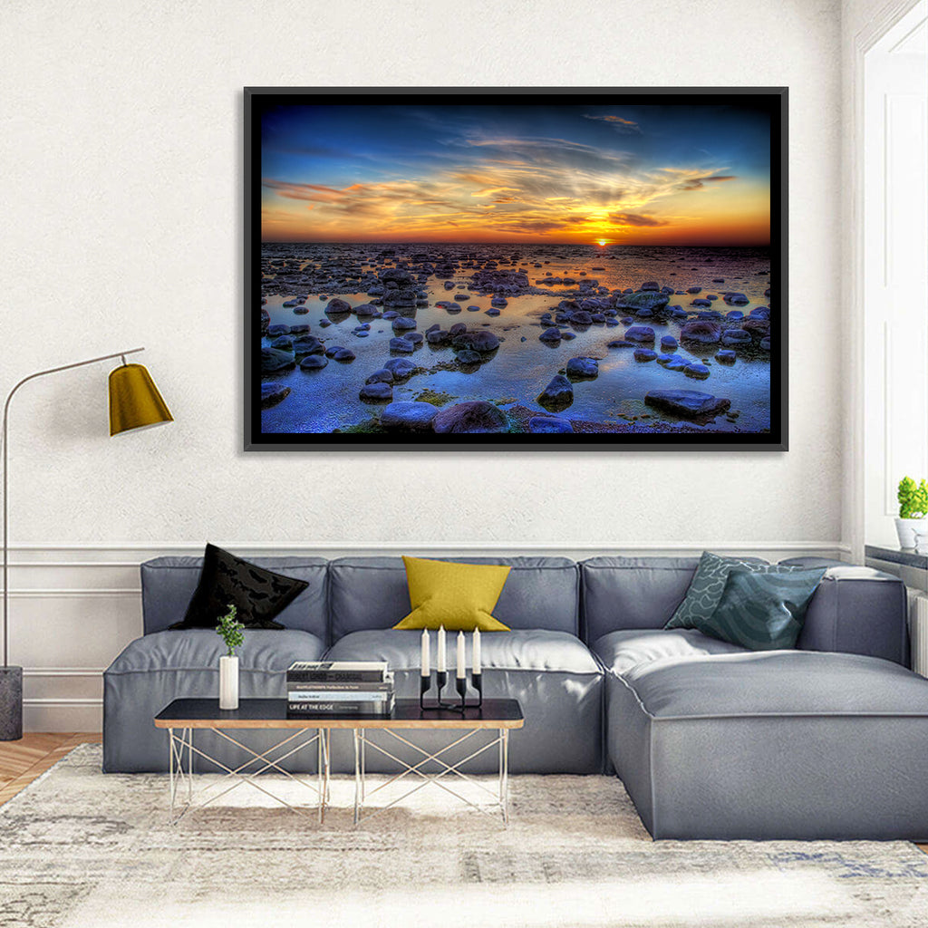 Sea Stones at Sunset Wall Art