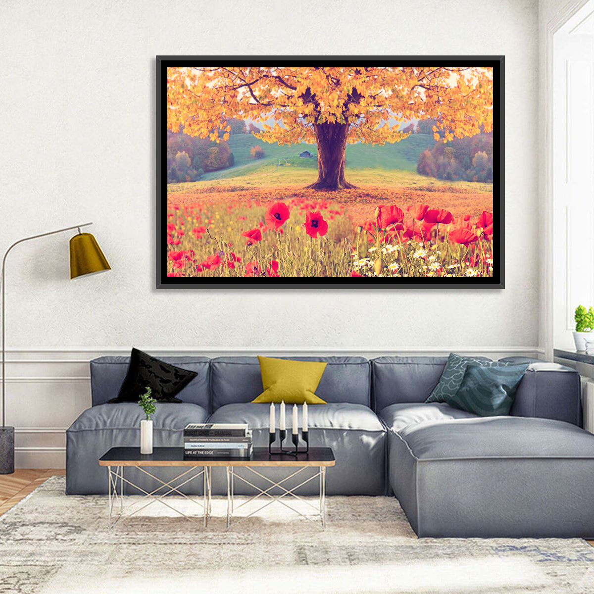 Autumn Tree and Poppy Field Wall Art