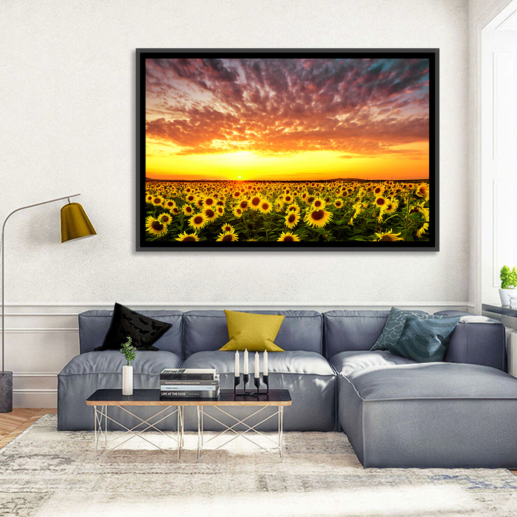 Golden Hour Sunflower Field Wall Art