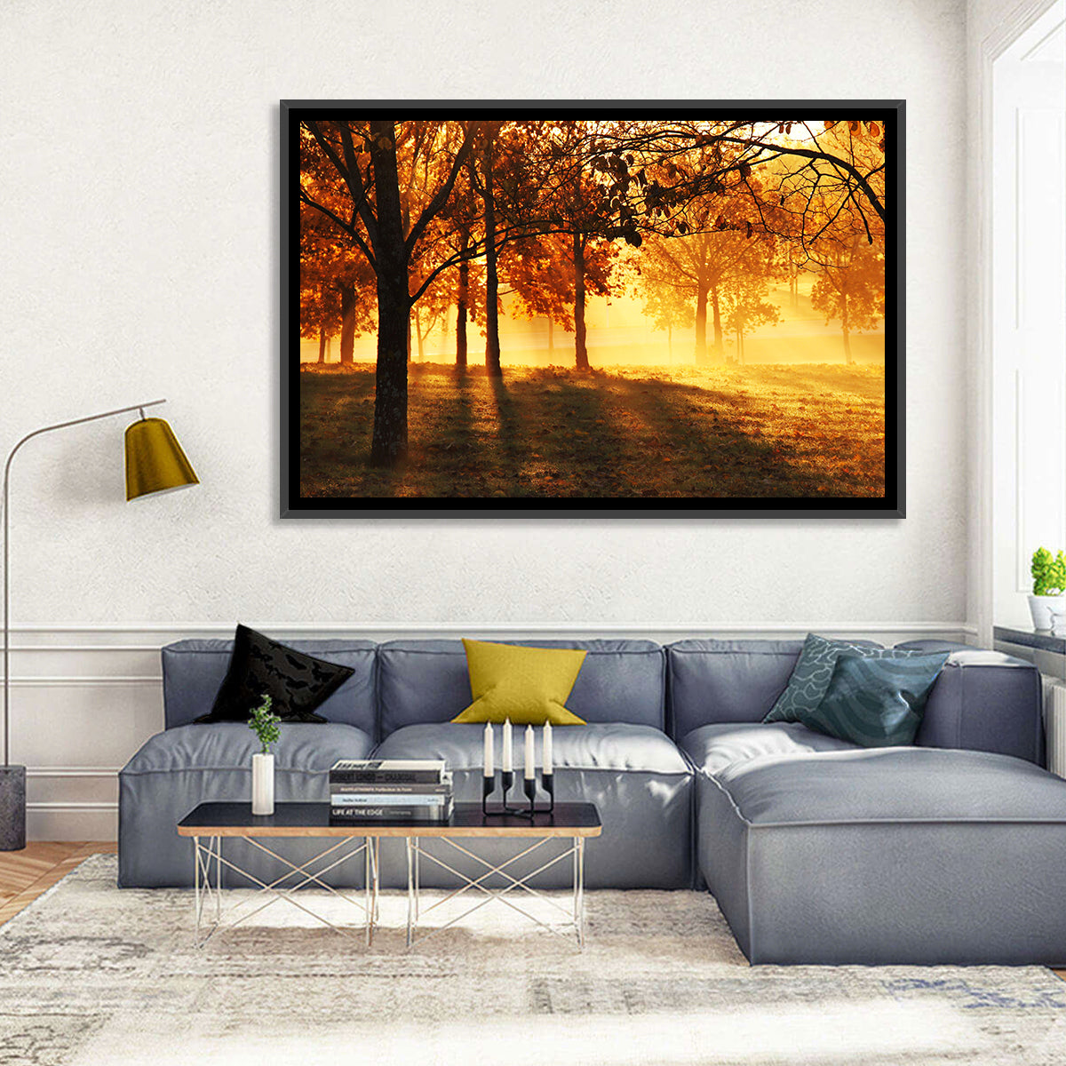 Autumn Sunbeams Through Fog Wall Art