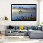 Misty Lake Fisherman Wall Art
