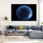Glowing Blue Textured Sphere Wall Art