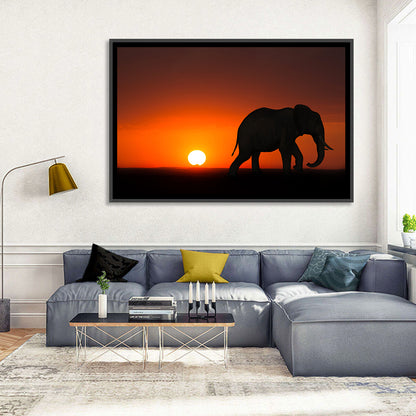 Sunset Elephant Silhouette Wall Art