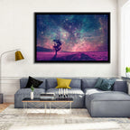 Lone Tree Under Nebula Sky Wall Art