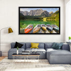 Five Boats at Lago Superiore Di Fusine Wall Art