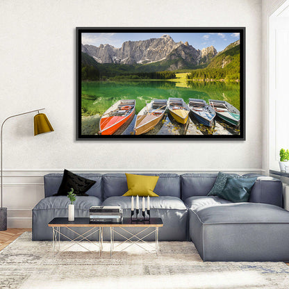 Five Boats at Lago Superiore Di Fusine Wall Art
