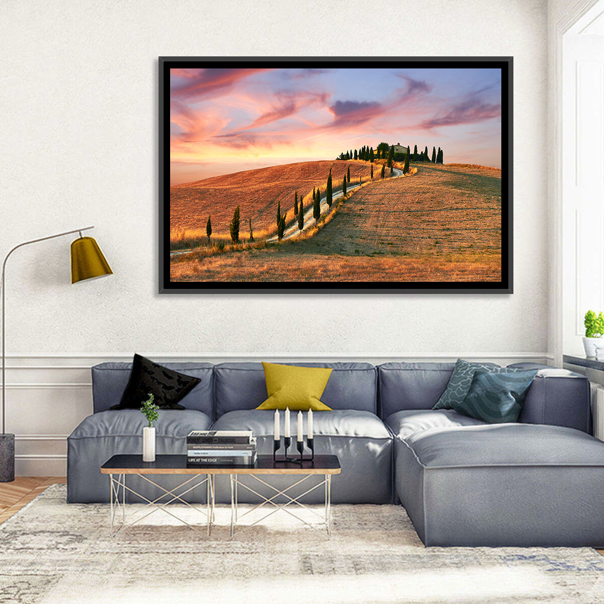 Tuscan Hilltop Road at Dusk Wall Art