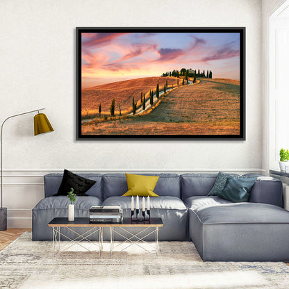 Tuscan Hilltop Road at Dusk Wall Art