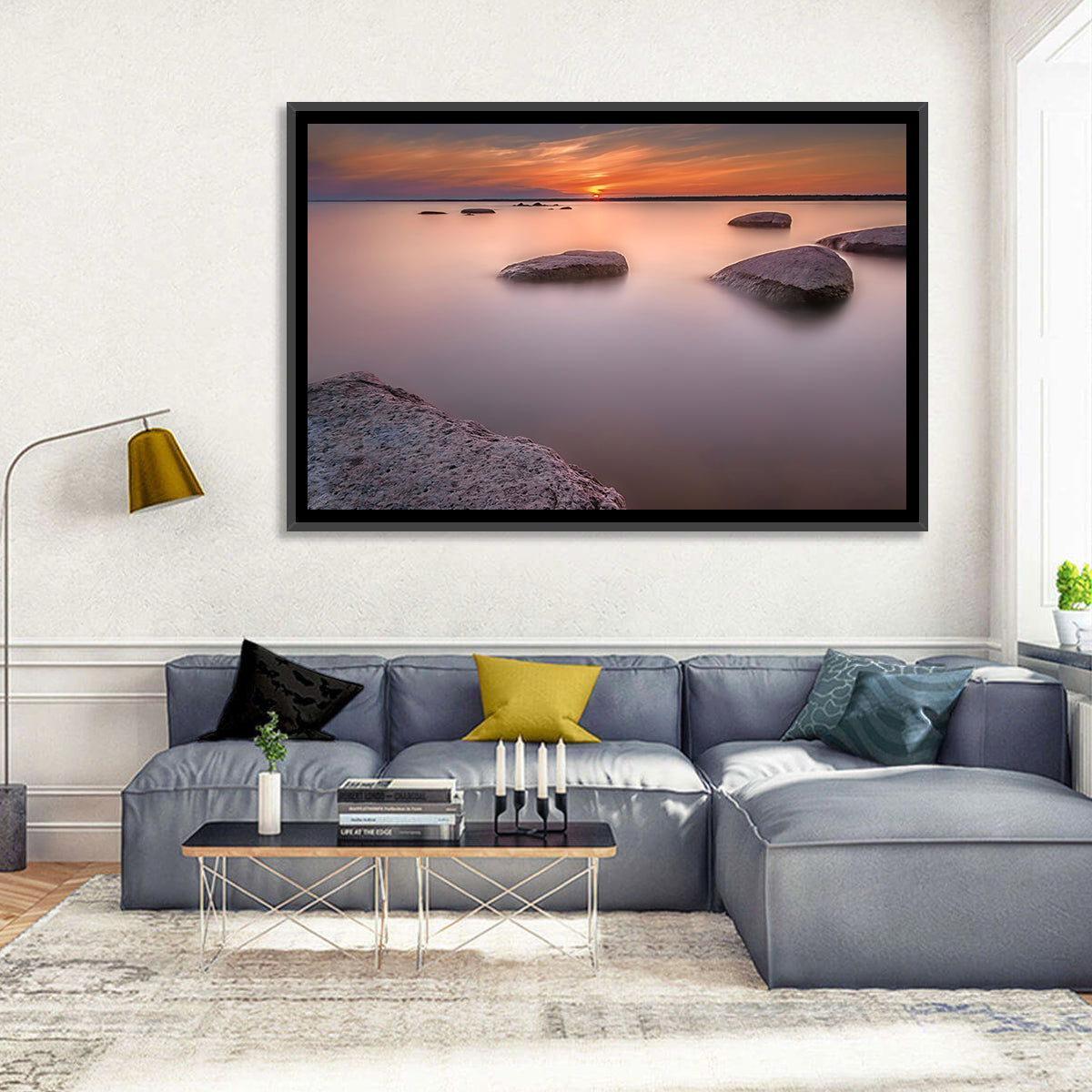 Lake Peipsi Sunset with Rocks Wall Art
