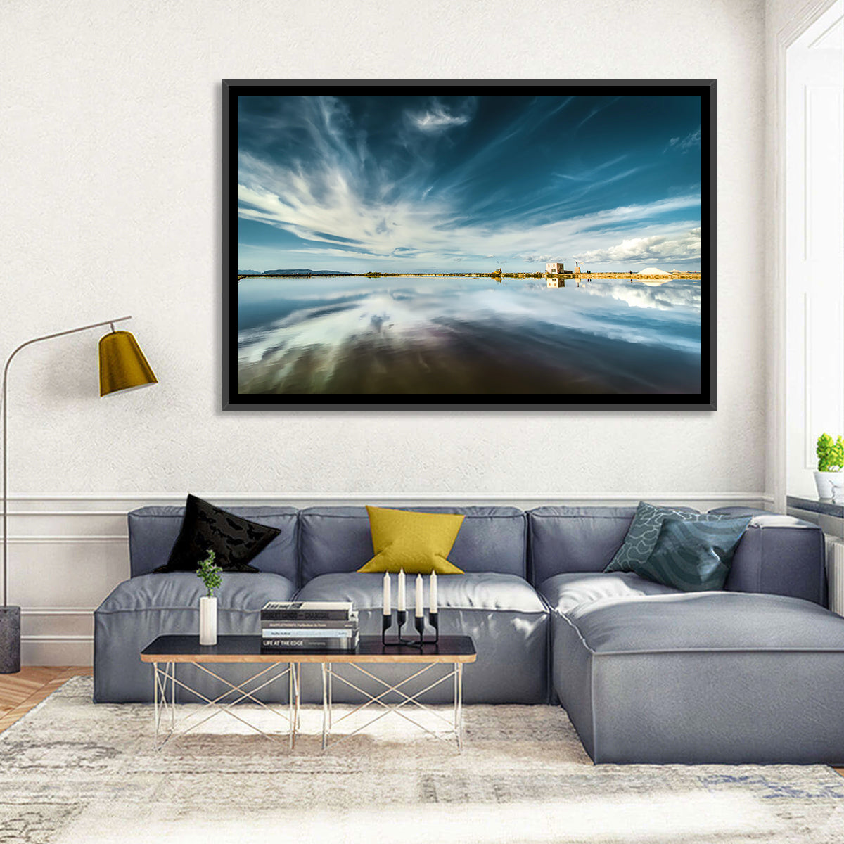 Nubia Salt Pans Reflection Wall Art in a room, landscape