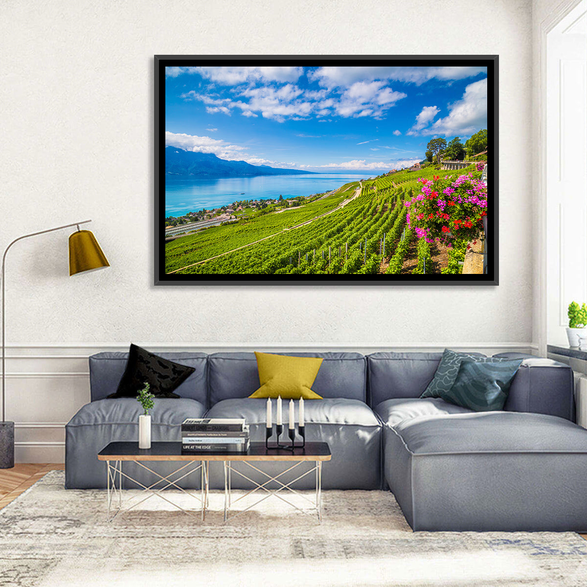 Lavaux Wine Region Wall Art in a room, landscape