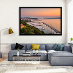 Pylos Harbor Lighthouse Sunset Wall Art