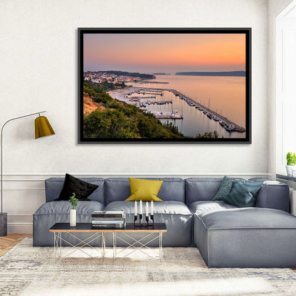 Pylos Harbor Lighthouse Sunset Wall Art